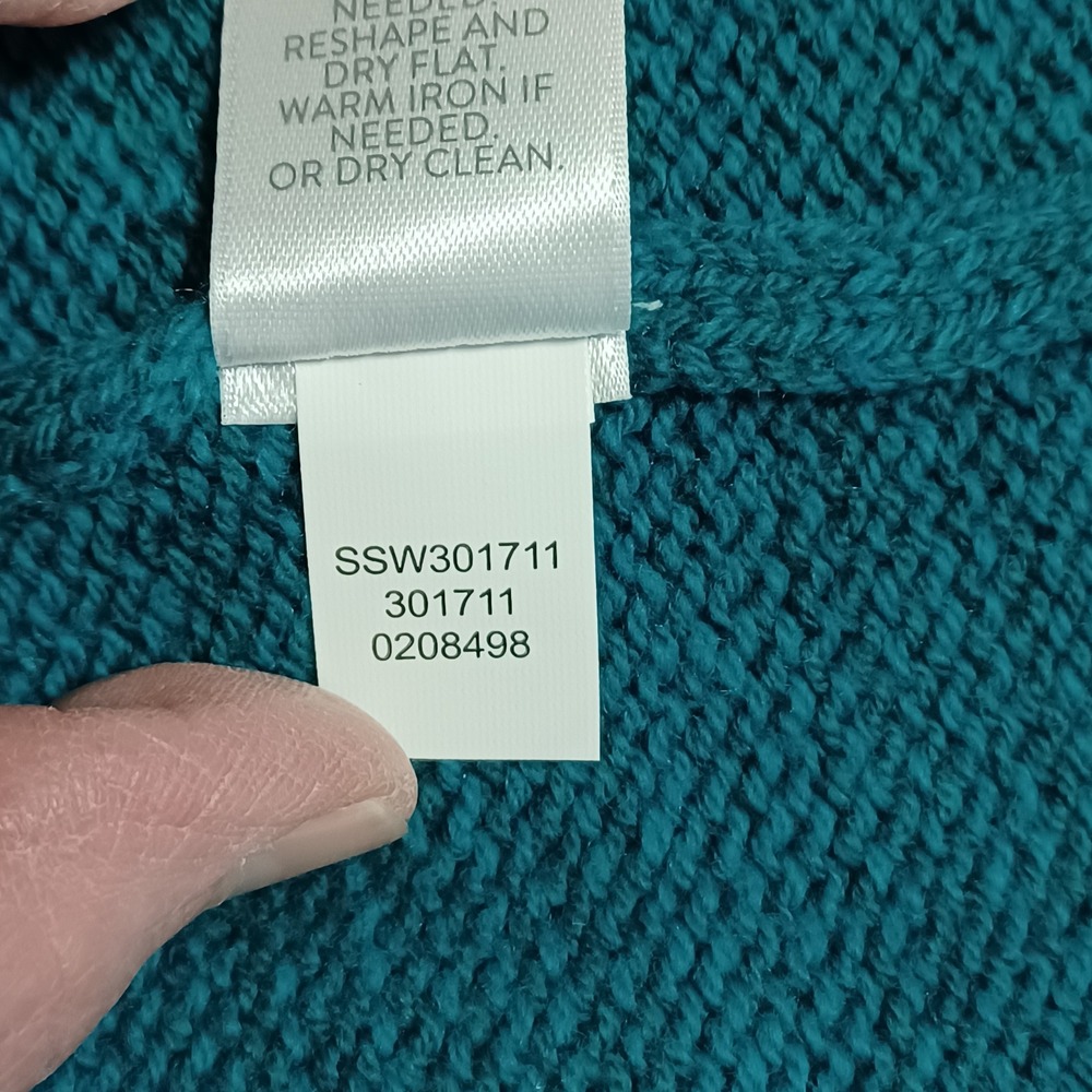J. Jill Cardigan Womens M Oceanside Teal Open Front Woven Accent Back Sweater - Picture 13 of 15